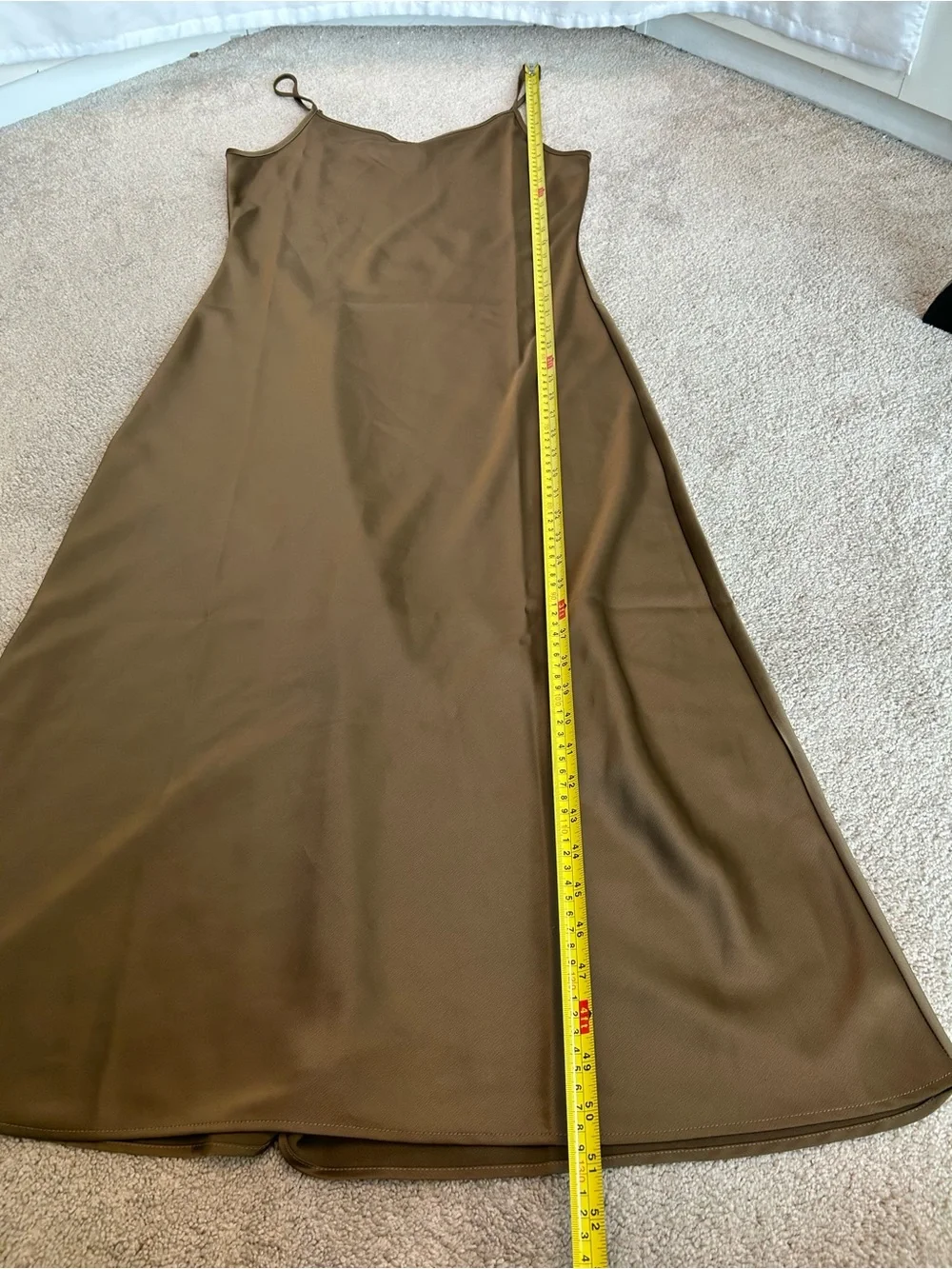 House of Harlow 1960 Khaki brown Satin Slip Dress maxi V-neck classy Sz M NWOT - Picture 6 of 13